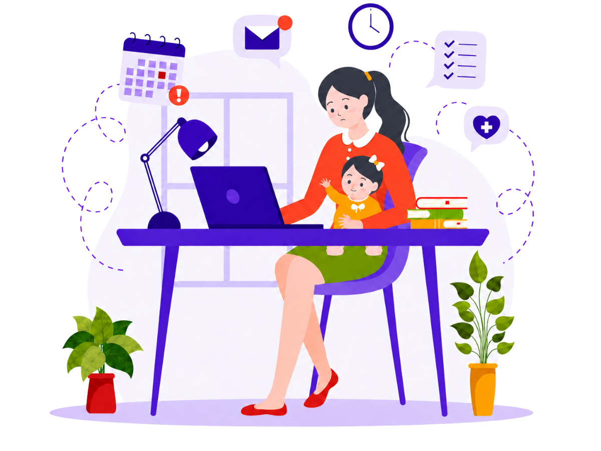 Illustration d'un parent débordé