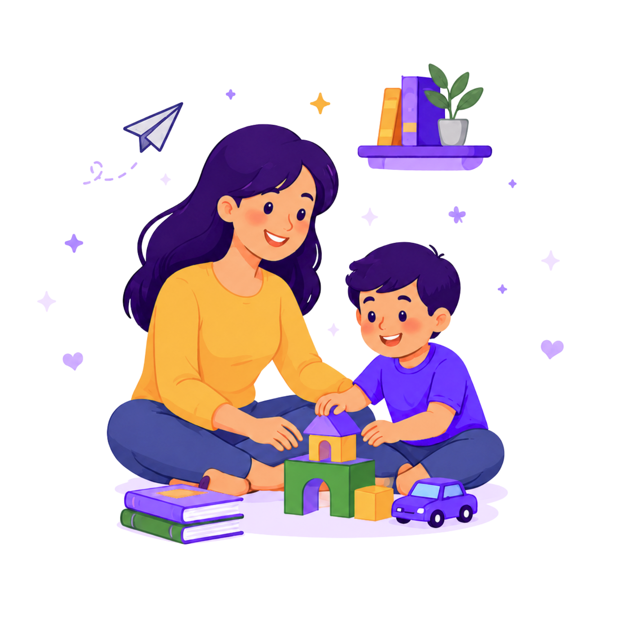 A mother and her son playing together